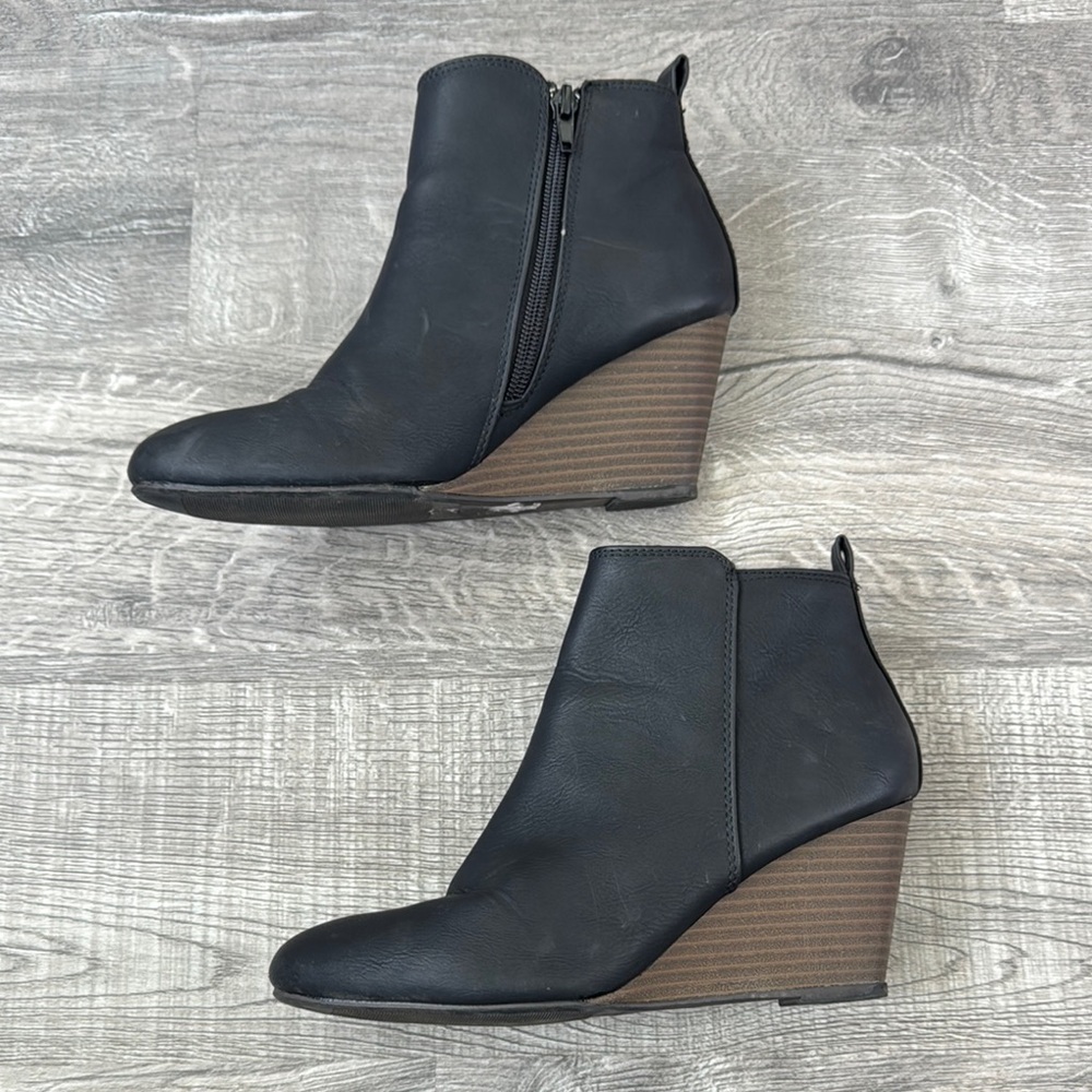 Black Wedge Ankle Boots